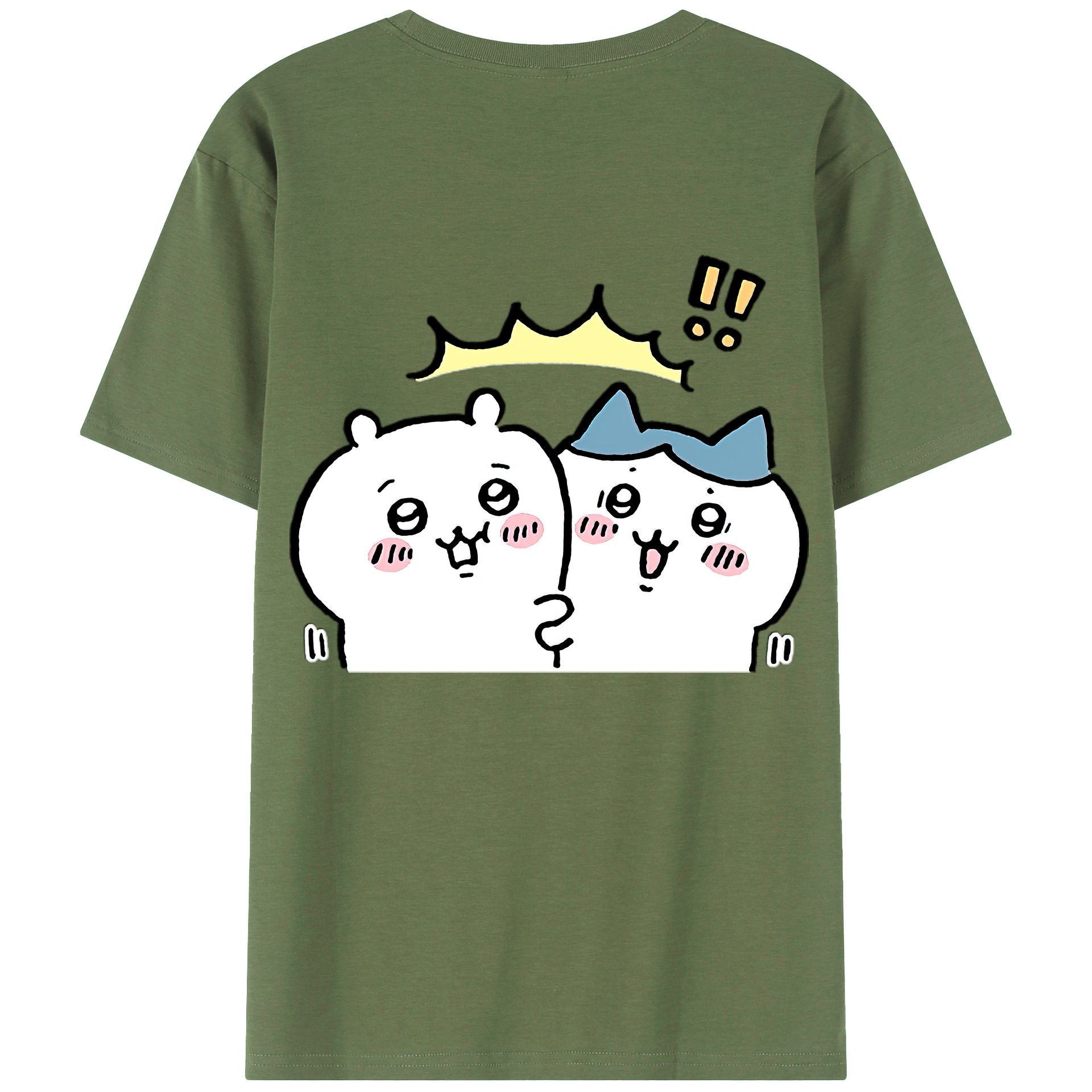 （画像用） ちいかわ ハチワレ Chii-kawa hachiware 綿100％ メンズ半袖Tシャツ（バックプリント） 通気性